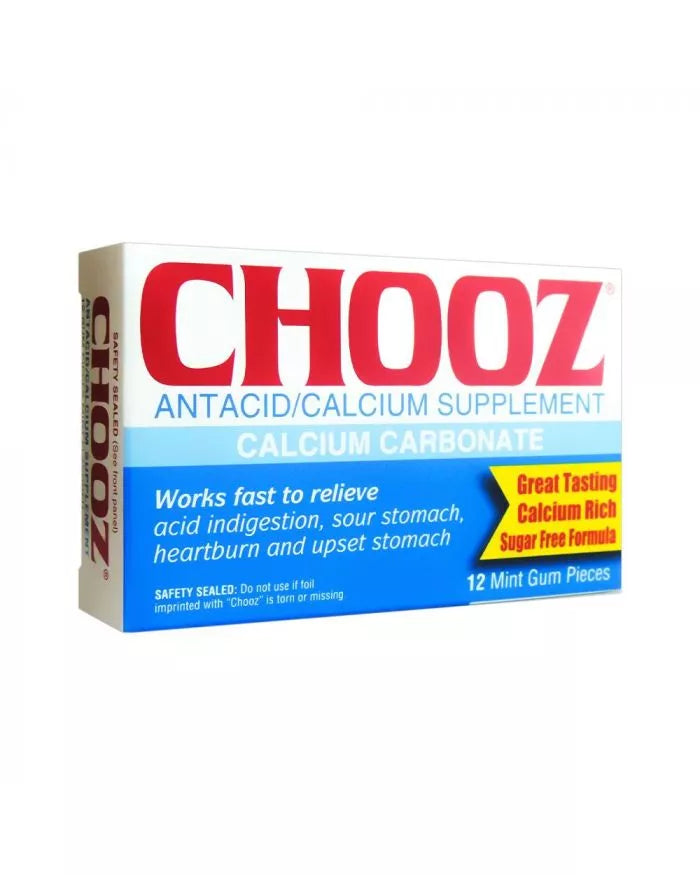Buy Chooz Gum Antacid/Calcium Supplement 12's Lubeni Pharmacy