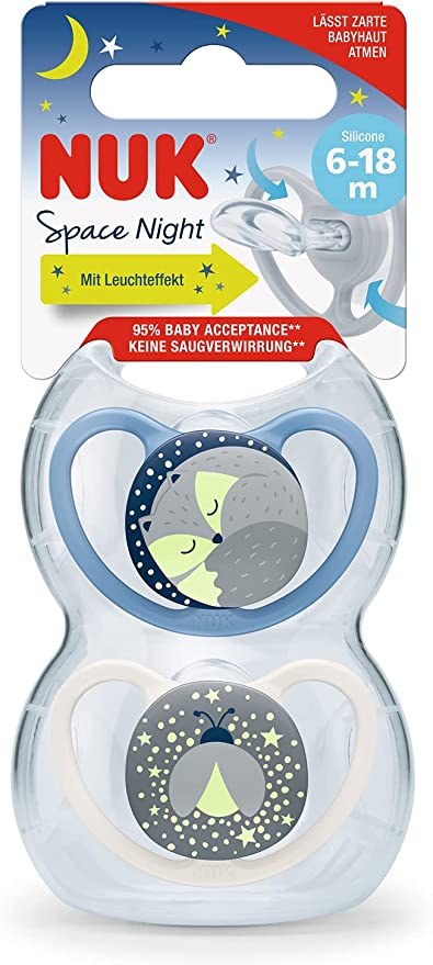 Nuk Space Silicone Soother Glows At Night 6-18months