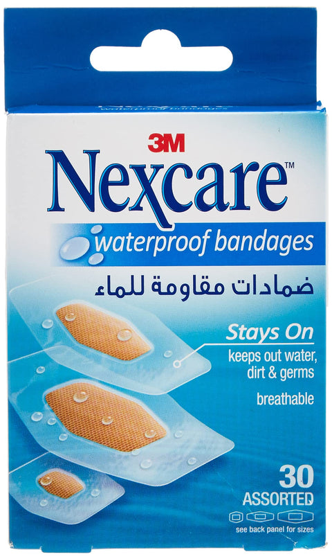 Nexcare Absolute Waterproof Bandages, Assorted 30's