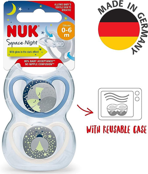 Nuk Space Silicone Soother Glows At Night 0-6months