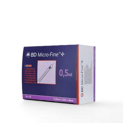 BD Micro-Fine Plus U-100 0.5ml Insulin Syringe 30g x 8mm