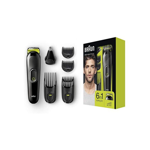 Braun 6-In-1 Rechargeable Beard Trimmer, Hair Clipper, Ear And Nose Trimmer MGK 3220