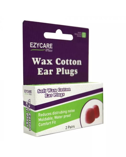 Ezycare Soft Wax Cotton Ear Plugs (2 Pair)