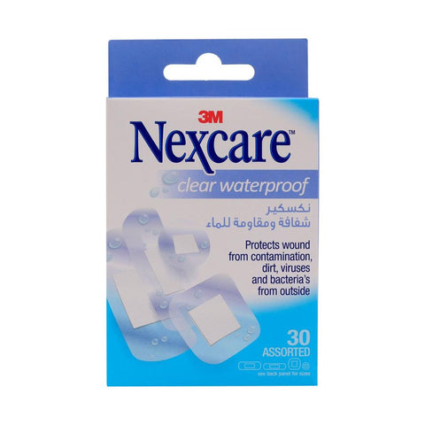 Nexcare Clear Waterproof Bandages, Assorted 30's