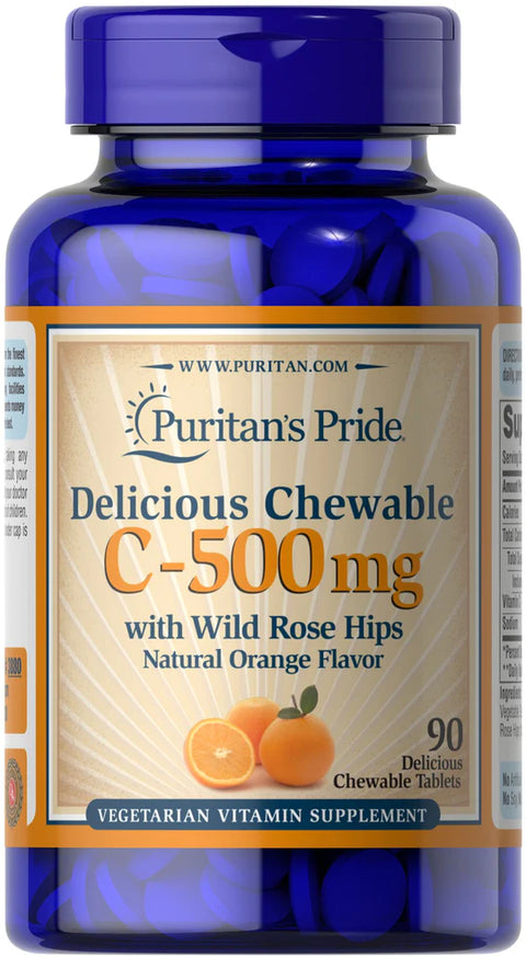 Puritan’s Pride Chewable Vitamin C 500mg with Rose Hips 90’s