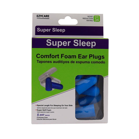 Ezycare Super Sleep Comfort Foam Ear Plugs 5 Pairs