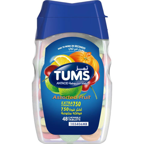 Tums Assorted Fruit Extra Strength Tablets 48's